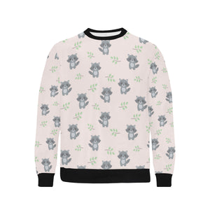 cute raccoons leaves pattern Men's Crew Neck Sweatshirt