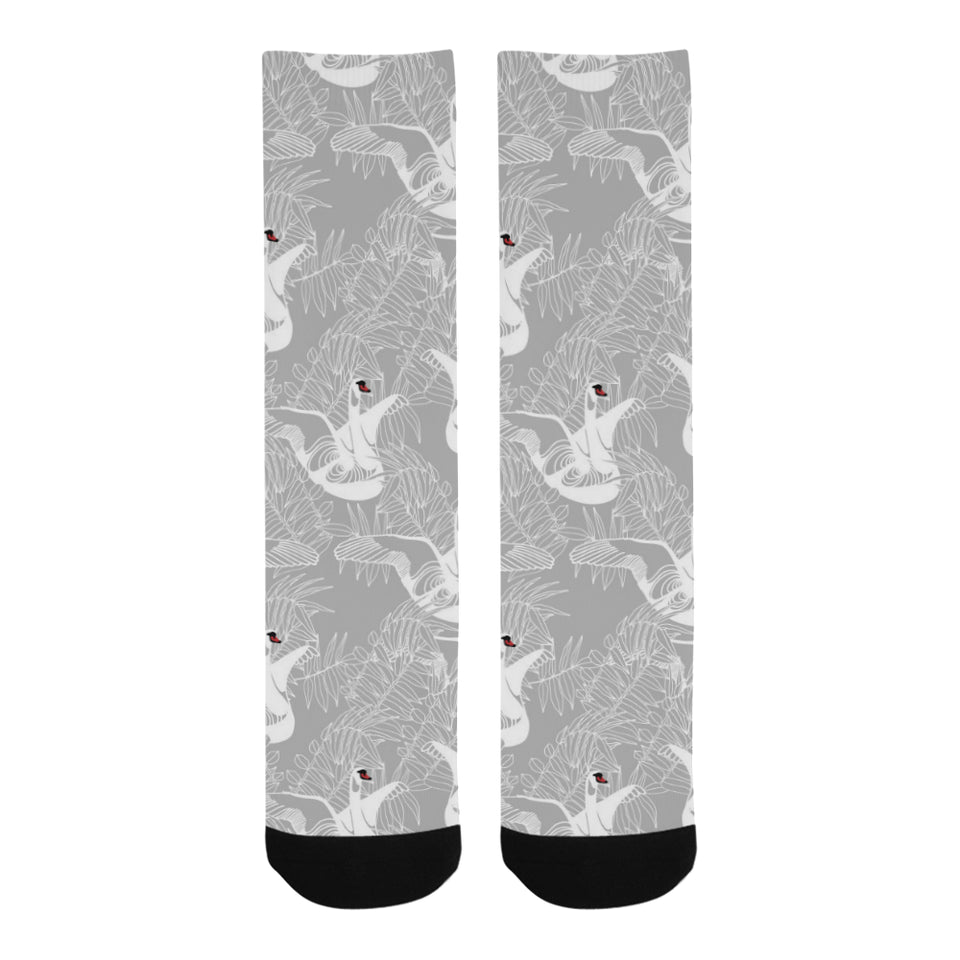 white swan gray background Crew Socks