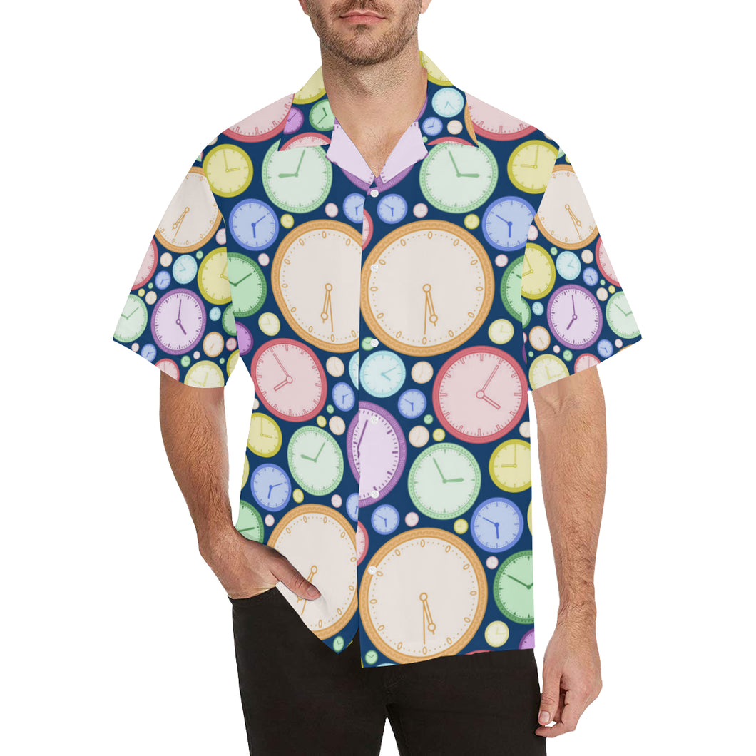 Colorful clock background Men's All Over Print Hawaiian Shirt