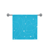 Airplane destinations blue background Bath Towel
