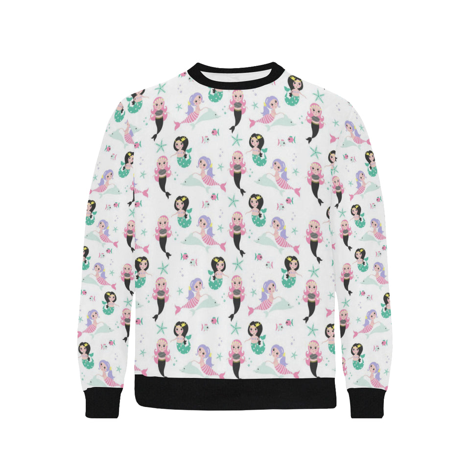 cute mermaid dolphin fish starfish pattern Men's Crew Neck Sweatshirt