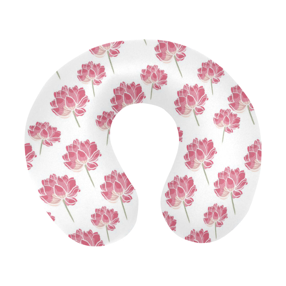 Pink lotus waterlily pattern U-Shaped Travel Neck Pillow