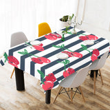 Hand drawn cherry pattern striped background Tablecloth