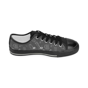 Beer hand drawn pattern Kids' Boys' Girls' Low Top Canvas Shoes Black