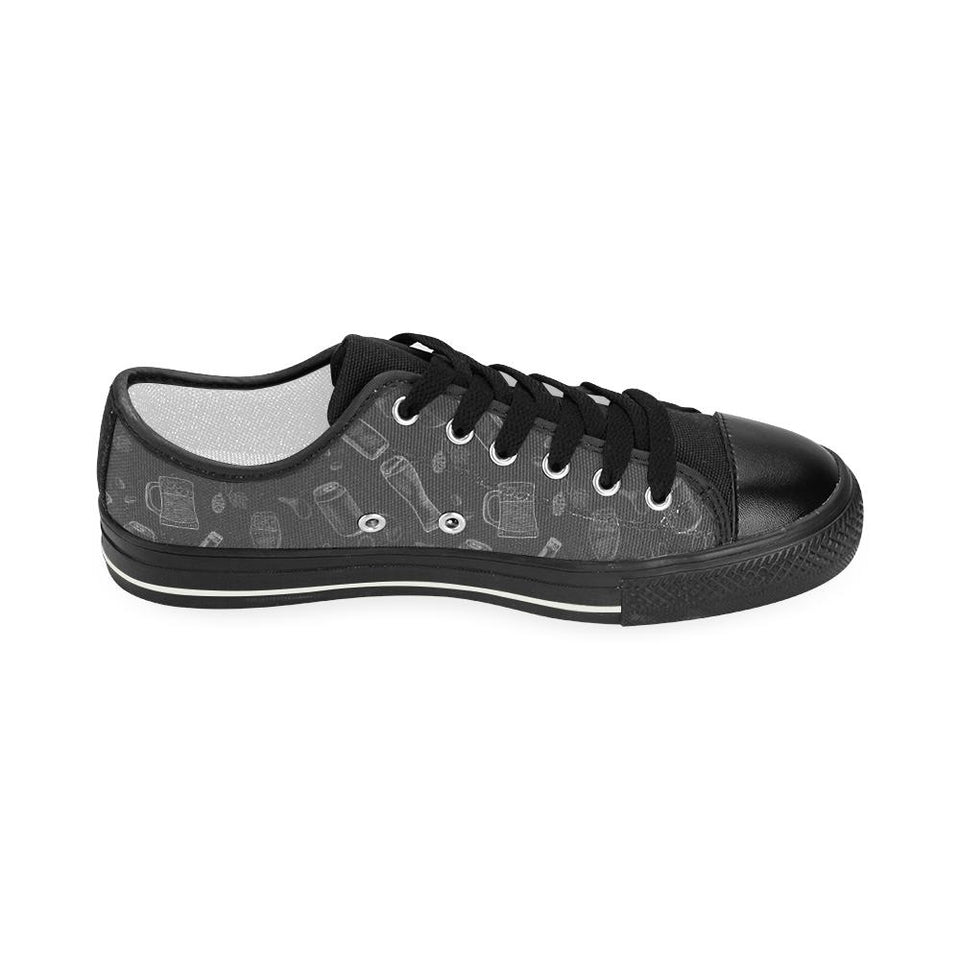 Beer hand drawn pattern Kids' Boys' Girls' Low Top Canvas Shoes Black