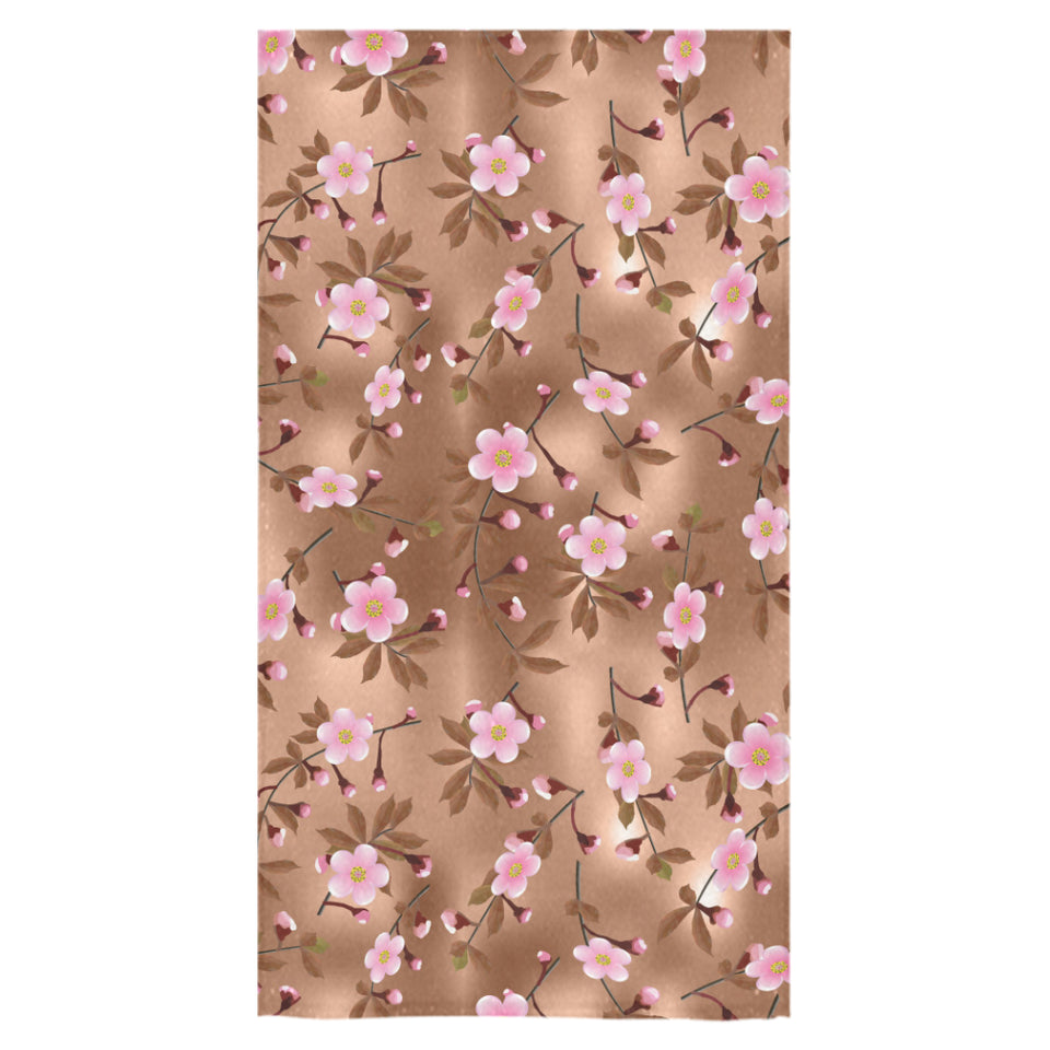 Pink sakura cherry blossom drak brown background Bath Towel