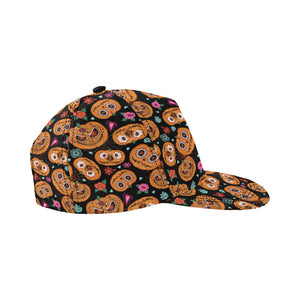 Pumpkin flowers spiderweb Halloween theme All Over Print Snapback Cap