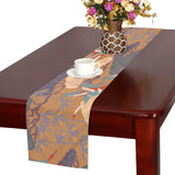 Bonsai bamboo stork japanese pattern brown theme Table Runner