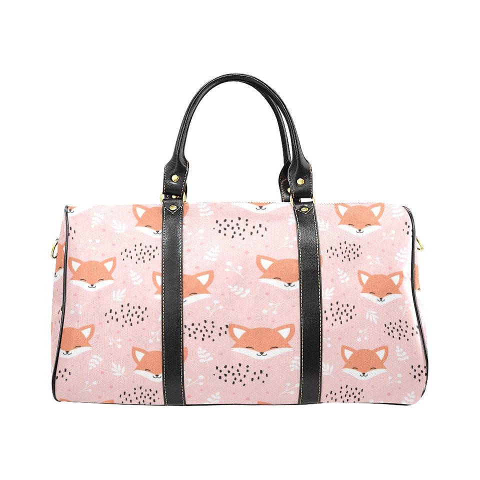 Cute fox pattern pink background Travel Bag