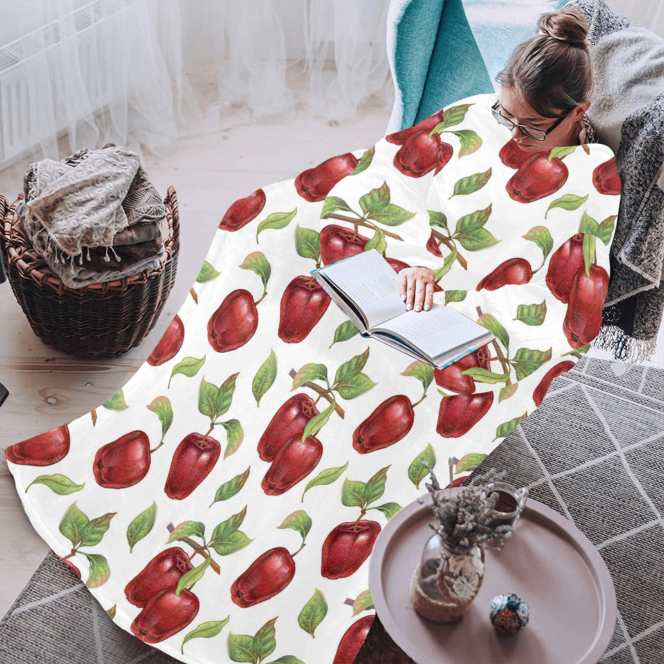 Red apples pattern Blanket Robe with Sleeves