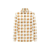 Hamburger Pattern Print Design 04 Women's Long Sleeve Polo Shirt