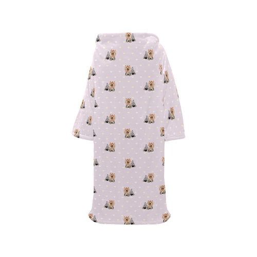 Yorkshire Terrier Pattern Print Design 02 Blanket Robe with Sleeves