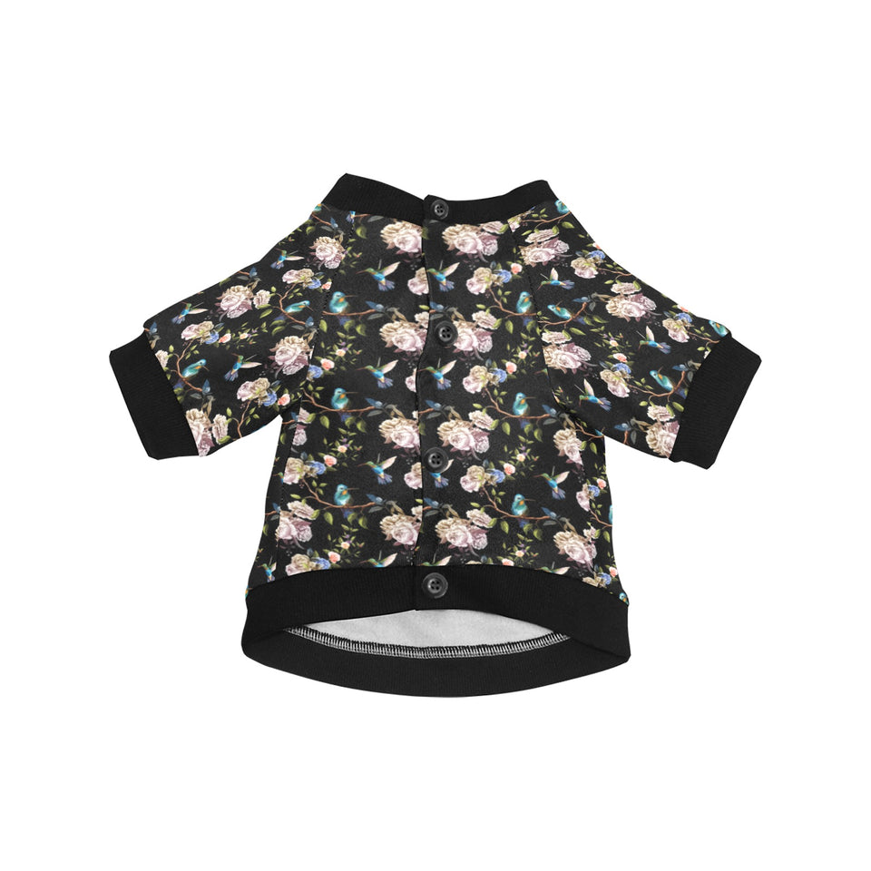 Hummingbird Pattern Print Design 03 All Over Print Pet Dog Round Neck Fuzzy Shirt