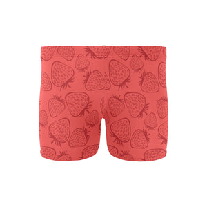 strawberry pattern red background Men's Swimming Trunks