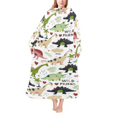 Cute dinosaurs pattern Blanket Robe with Sleeves