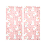 Cute white rabbit flower pink background Gauze Curtain