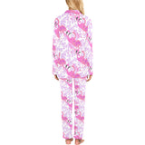 Pink flamingo flower pattern Women's Long Pajama Set