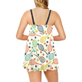 Tennis Pattern Print Design 03 Chest Sexy Pleated Two Piece Swim Dress