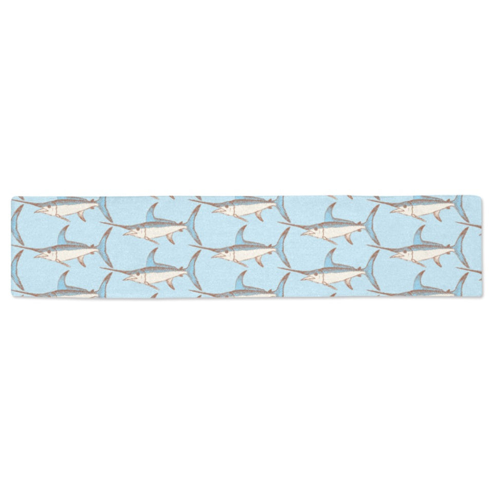 Swordfish Pattern Print Design 01 Table Runner