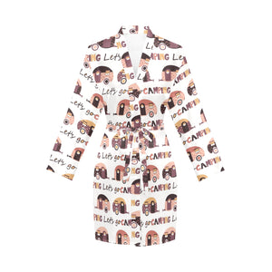 Camper Van Pattern Print Design 01 Women's Long Sleeve Belted Night Robe