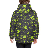Alien Pattern Print Design 02 Kids' Boys' Girls' Padded Hooded Jacket