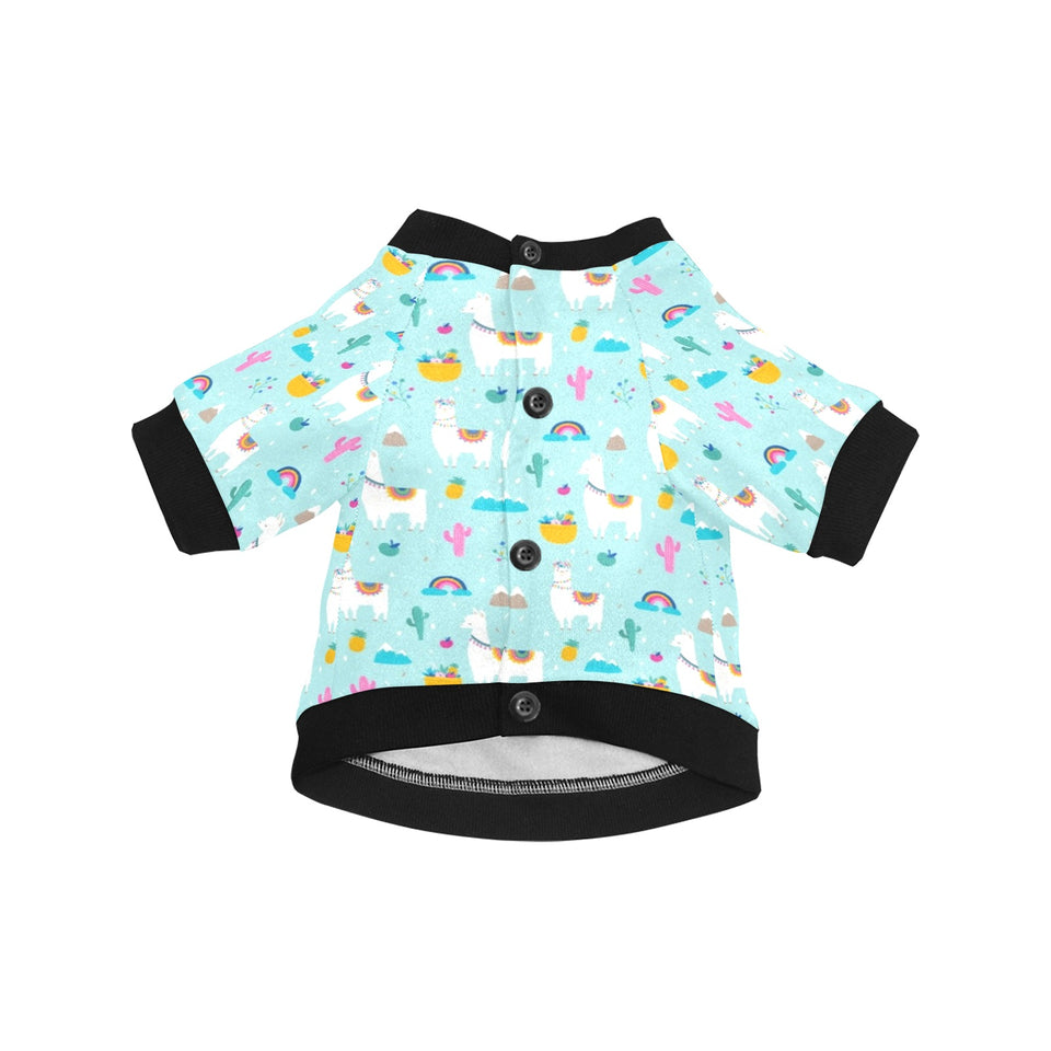 Llama alpaca cactus leaves pattern All Over Print Pet Dog Round Neck Fuzzy Shirt