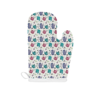 Tea pots Pattern Print Design 05 Heat Resistant Oven Mitts