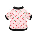 cherry pattern pink background All Over Print Pet Dog Round Neck Fuzzy Shirt