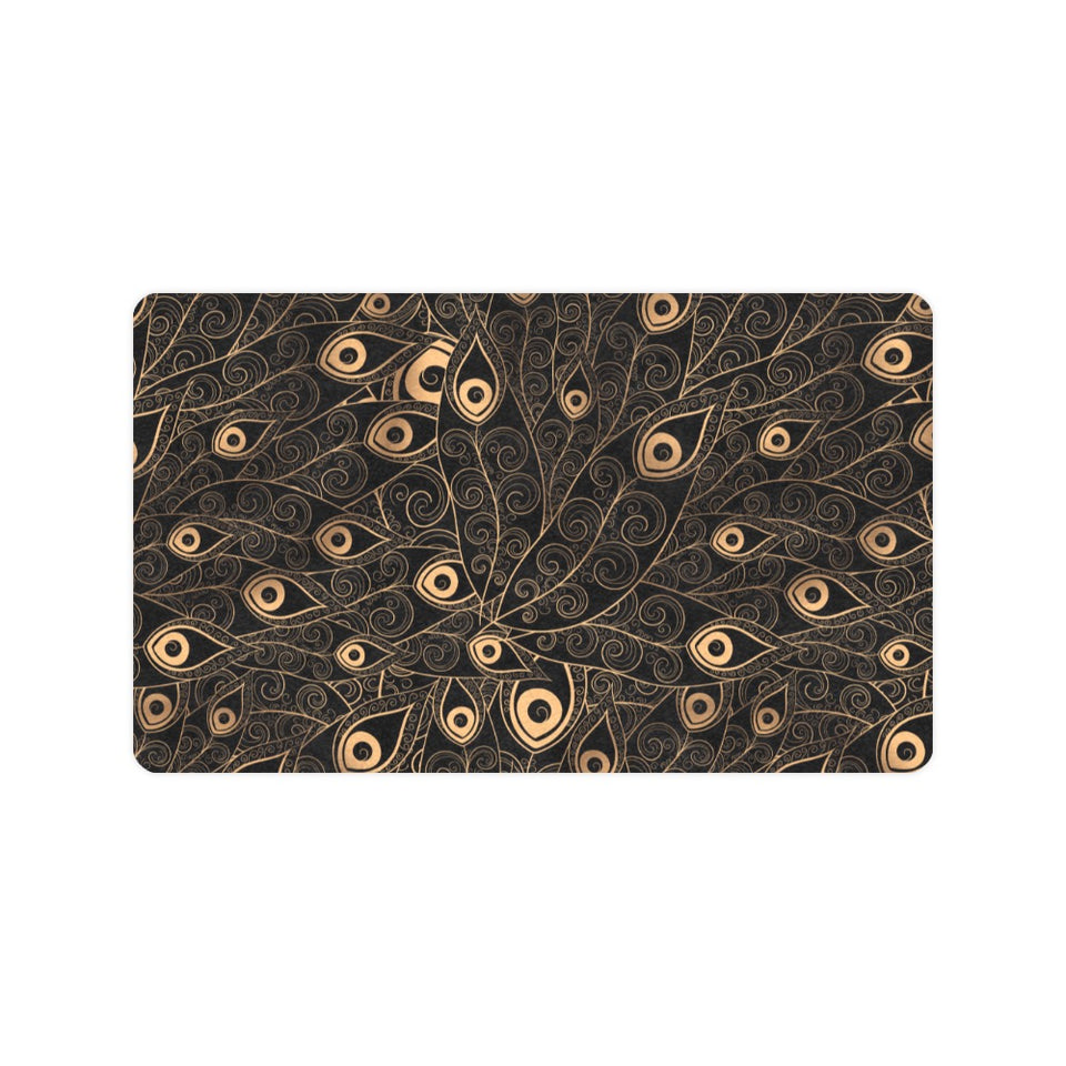 Gold peacock feather pattern Doormat