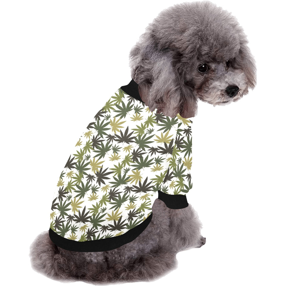 Canabis Marijuana Weed Pattern Print Design 05 All Over Print Pet Dog Round Neck Fuzzy Shirt