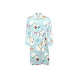 Cute snowman snowflake pattern Men's Long Sleeve Belted Night Robe