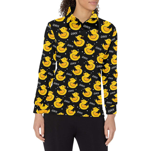 Duck Pattern Print Design 05 Women's Long Sleeve Polo Shirt