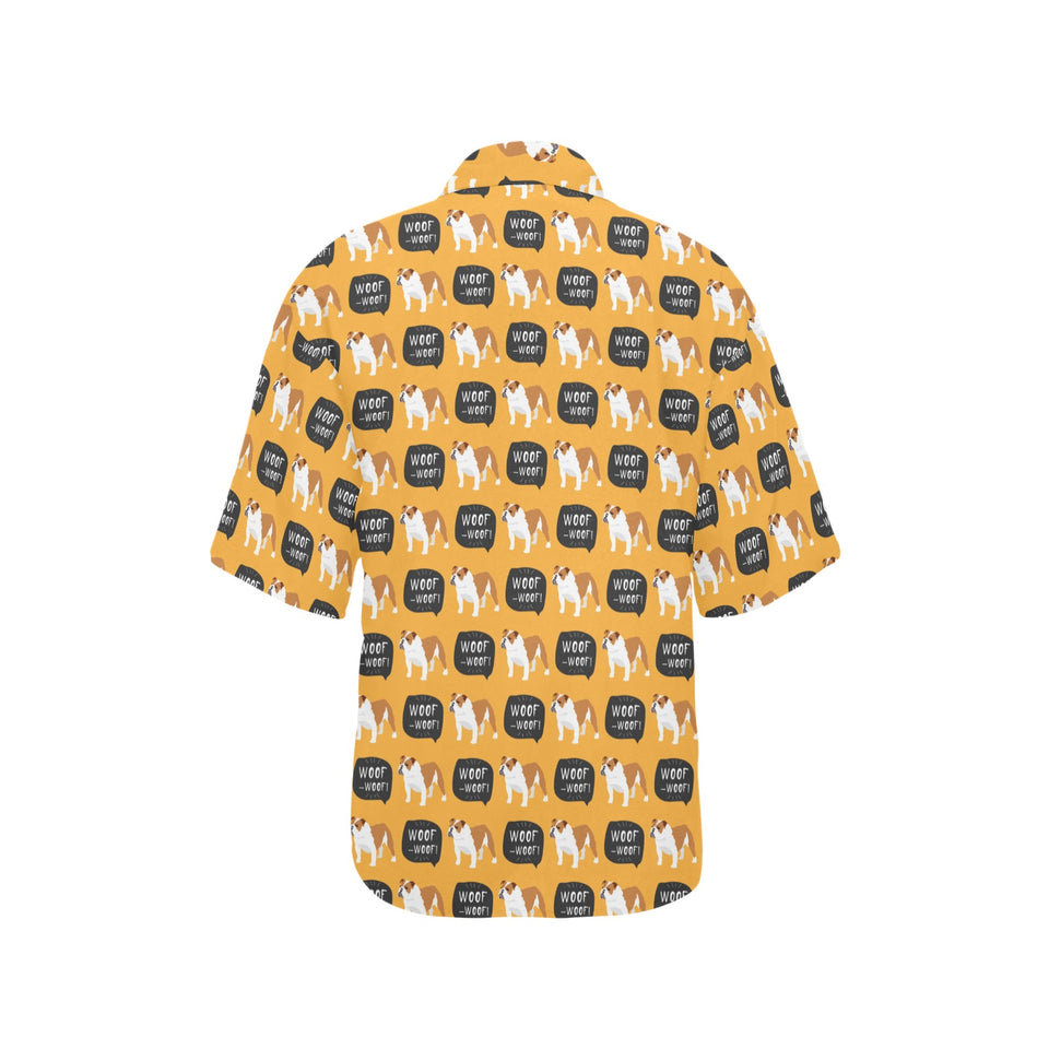 English Bulldog Pattern Print Design 04 Women's All Over Print Hawaiian Shirt