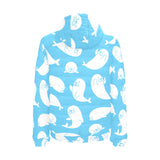 Cute white sea lion seals pattern Men's Padded Hooded Jacket
