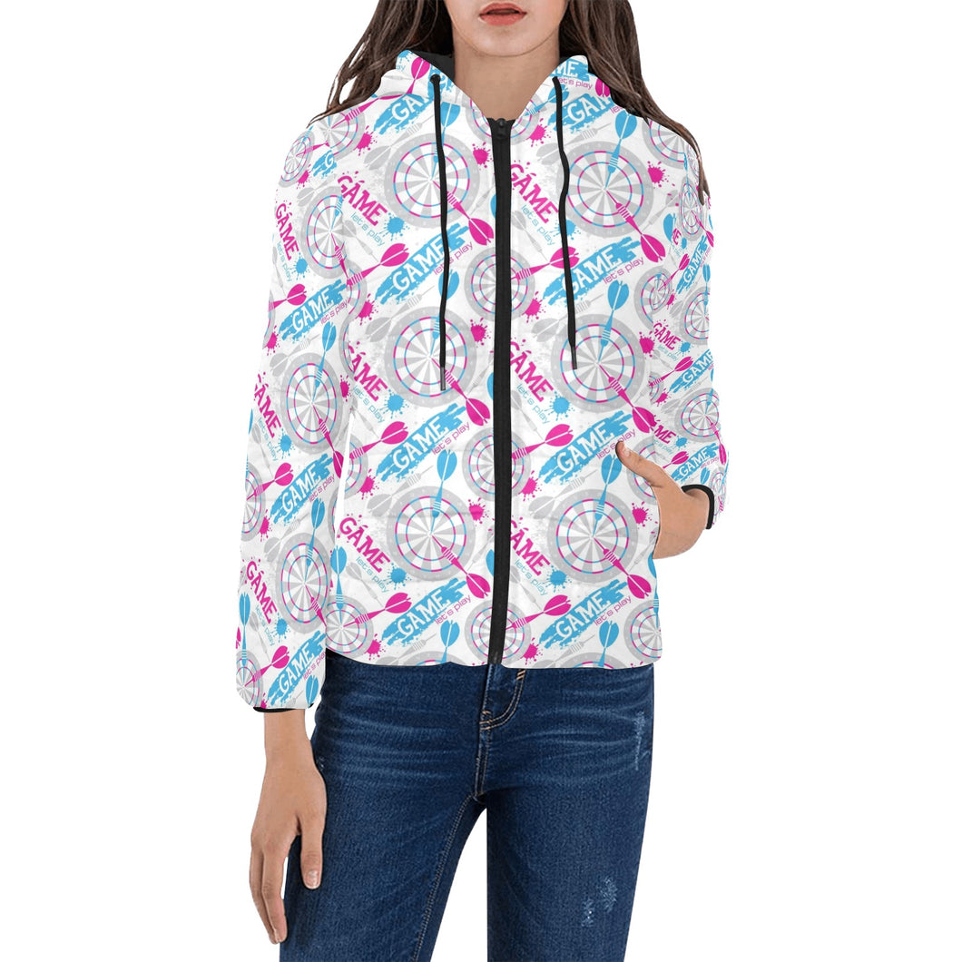 Darts Pattern Print Design 01 Women's Padded Hooded Jacket