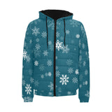 Snowflake pattern dark background Men's Padded Hooded Jacket