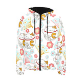 Maneki neko cat fan sakura Men's Padded Hooded Jacket