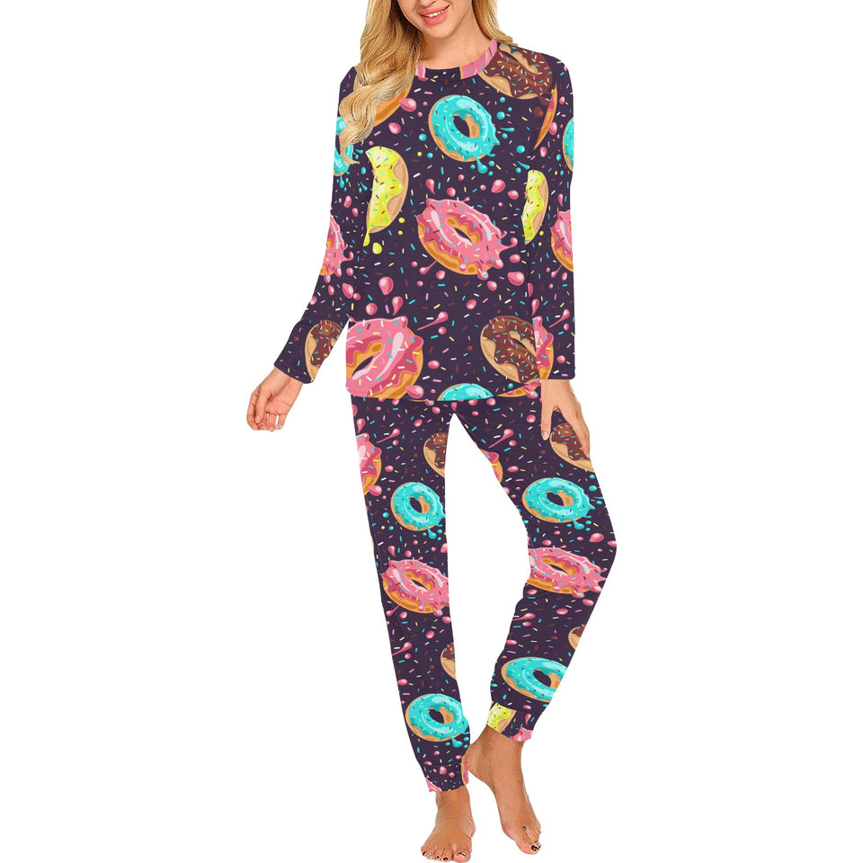 Colorful donut glaze pattern Women's All Over Print Pajama Set