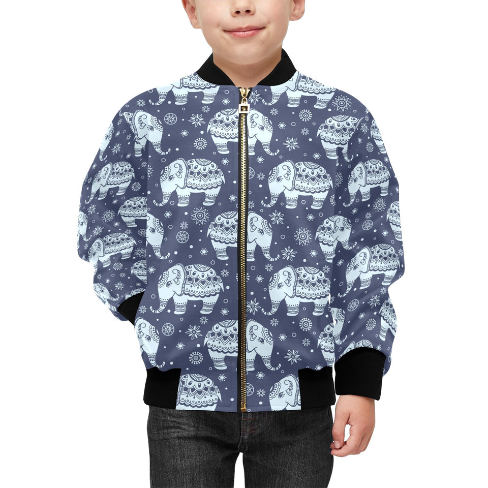 Elephant tribal design pattern Kids' Boys' Girls' Bomber Jacket
