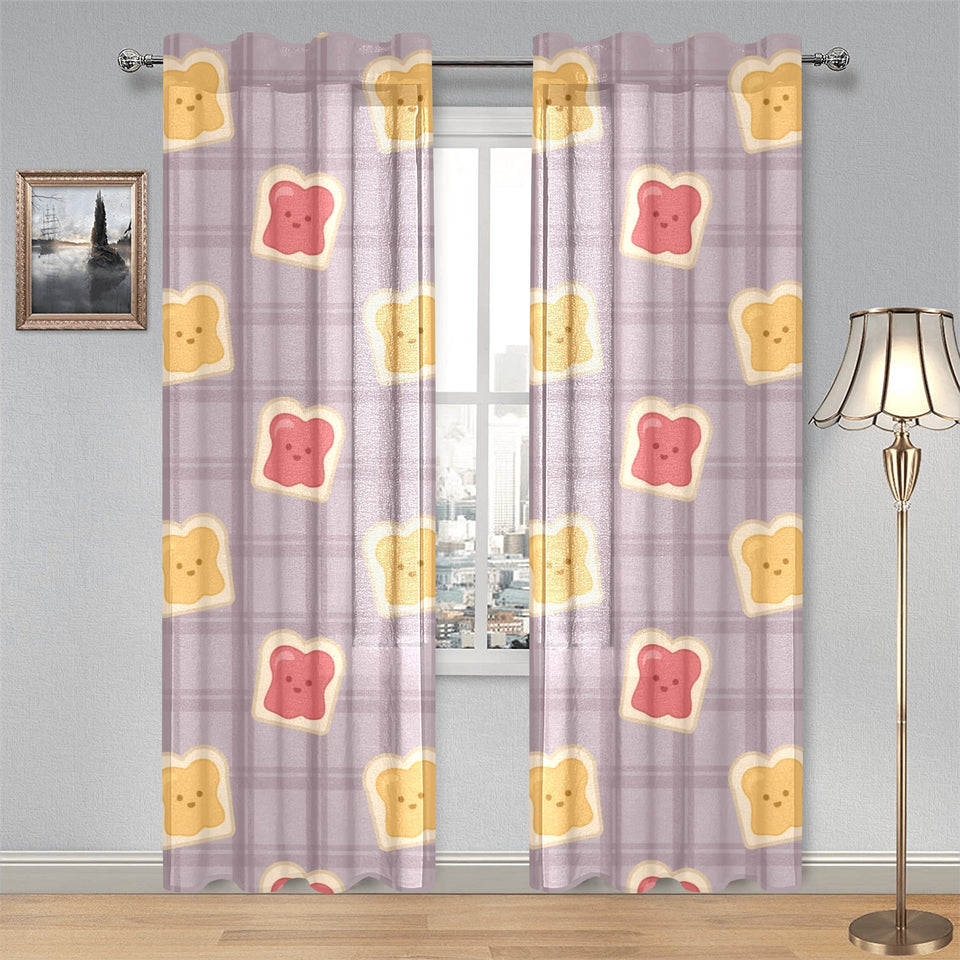 Bread Toast Pattern Print Design 05 Gauze Curtain
