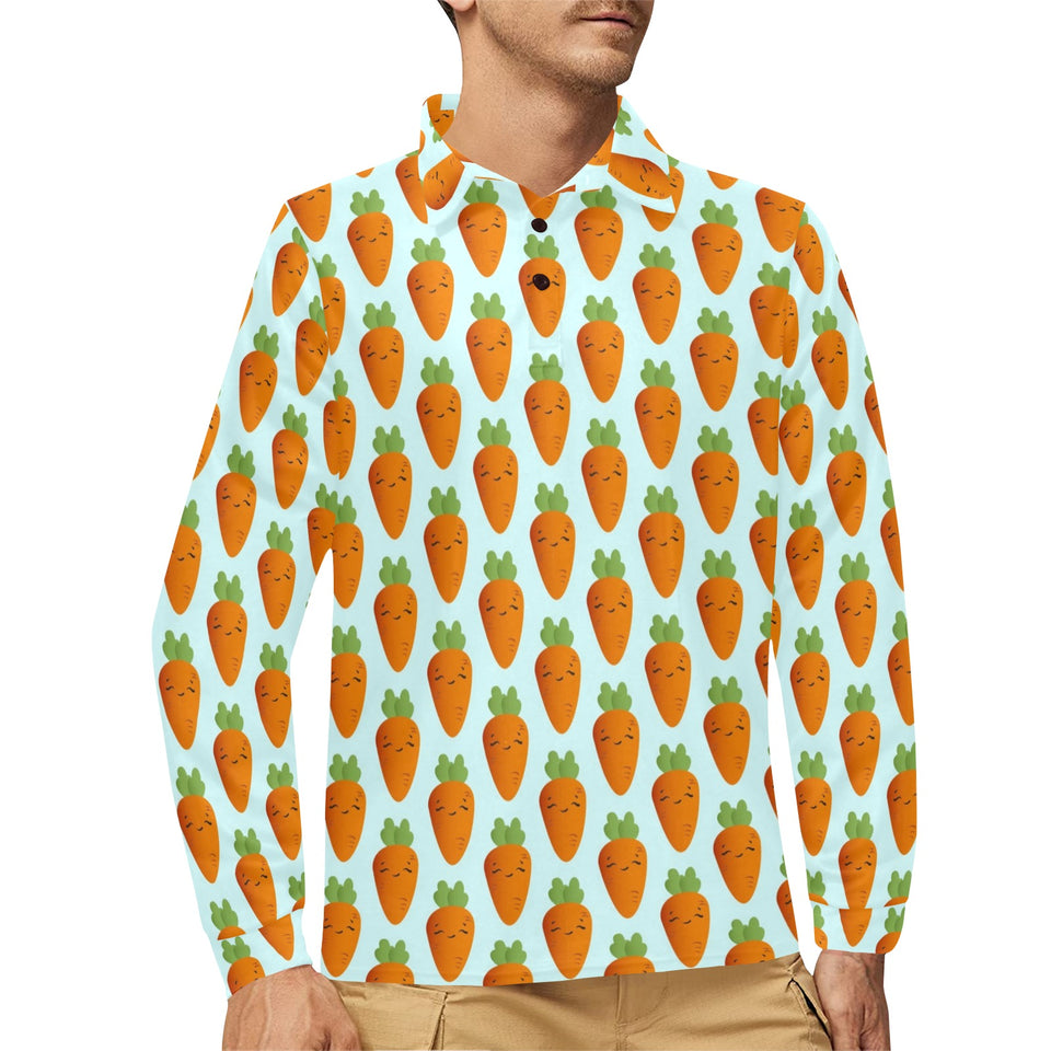 Carrot Pattern Print Design 03 Men's Long Sleeve Polo Shirt