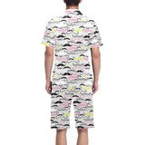 Mustache Beard Pattern Print Design 02 Men's V-Neck Short Pajama Set