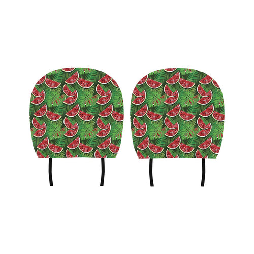 Watermelons tropical palm leaves pattern backgroun Car Headrest Cover