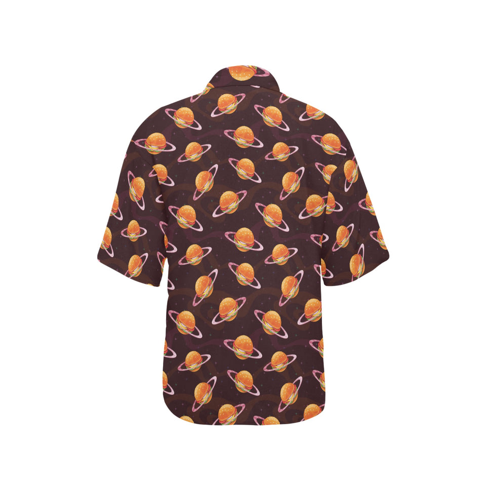 Hamburger Pattern Print Design 05 Women's All Over Print Hawaiian Shirt