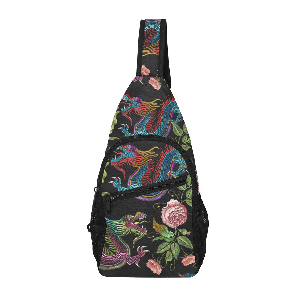 Dragons flower pattern All Over Print Chest Bag