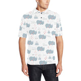 cute rhino heart pattern Men's All Over Print Polo Shirt