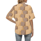 Bread Toast Pattern Print Design 04 Women's All Over Print Hawaiian Shirt