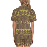Egypt Hieroglyphics Pattern Print Design 03 Women's V-Neck Short Pajama Set