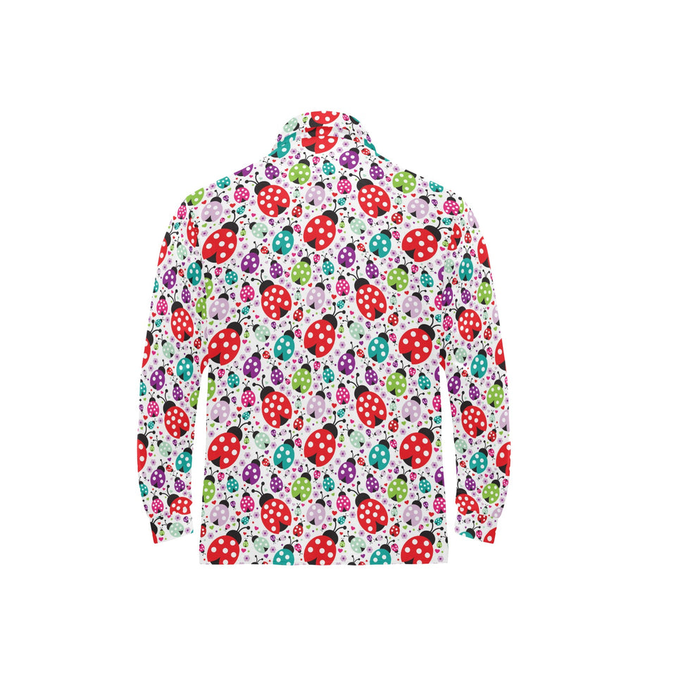 Ladybug Pattern Print Design 03 Men's Long Sleeve Polo Shirt