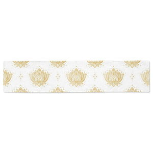 Gold Ornamental lotue waterlily symbol pattern Table Runner